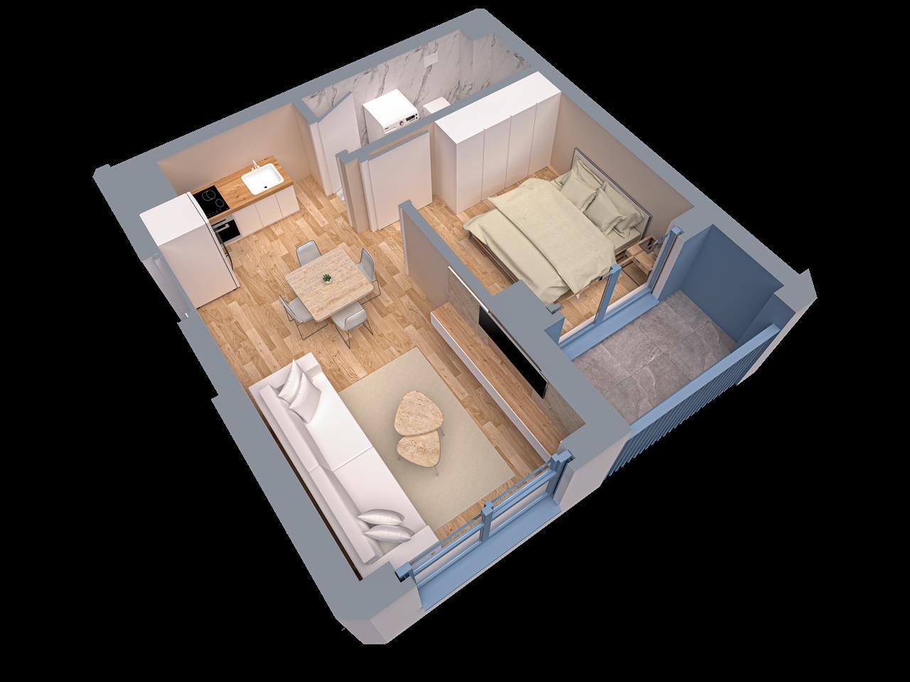 Apartament 1+1 ne shitje, Rezidenca OxA