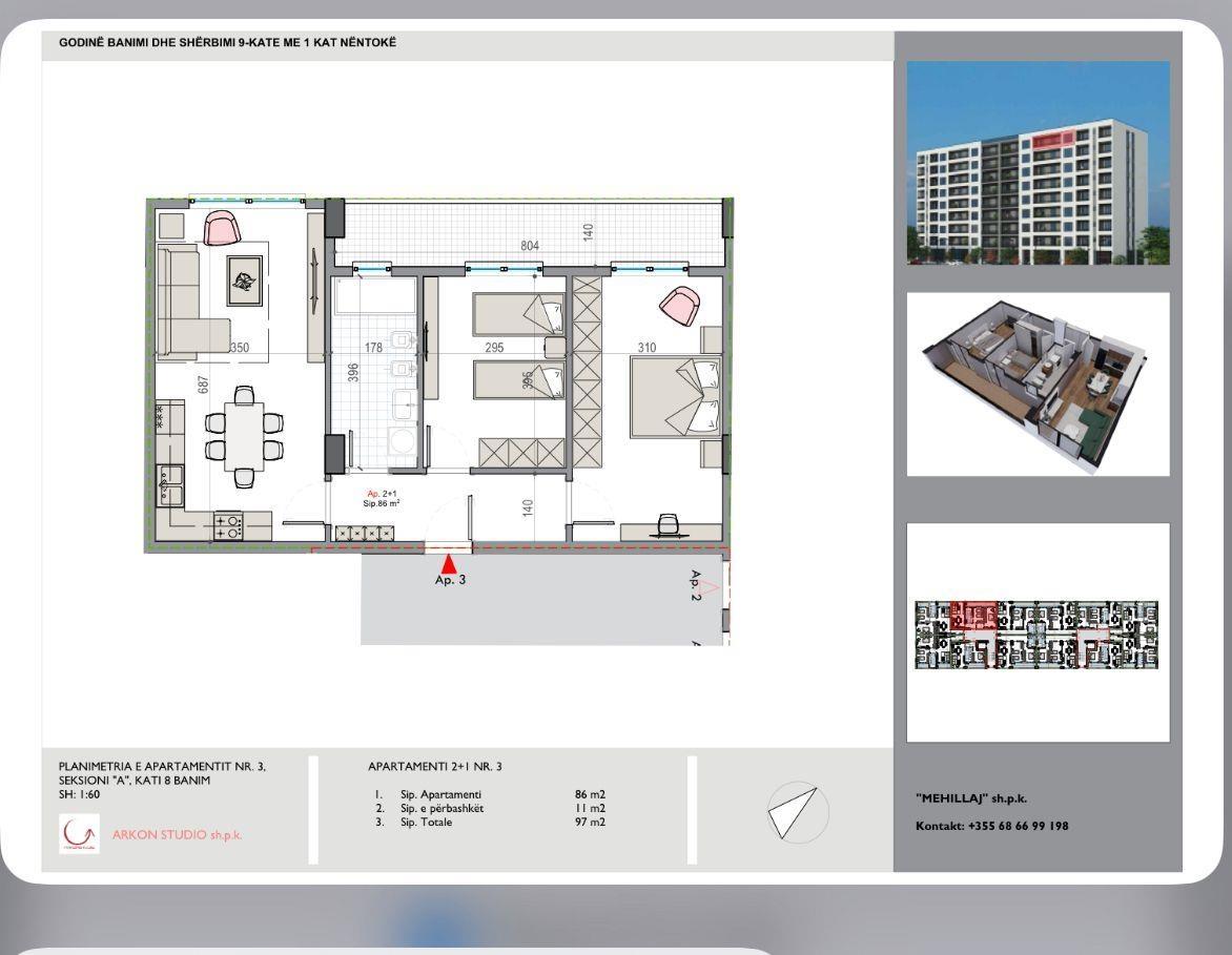 APARTAMENT 2+1 ULLIRI KAMEZ