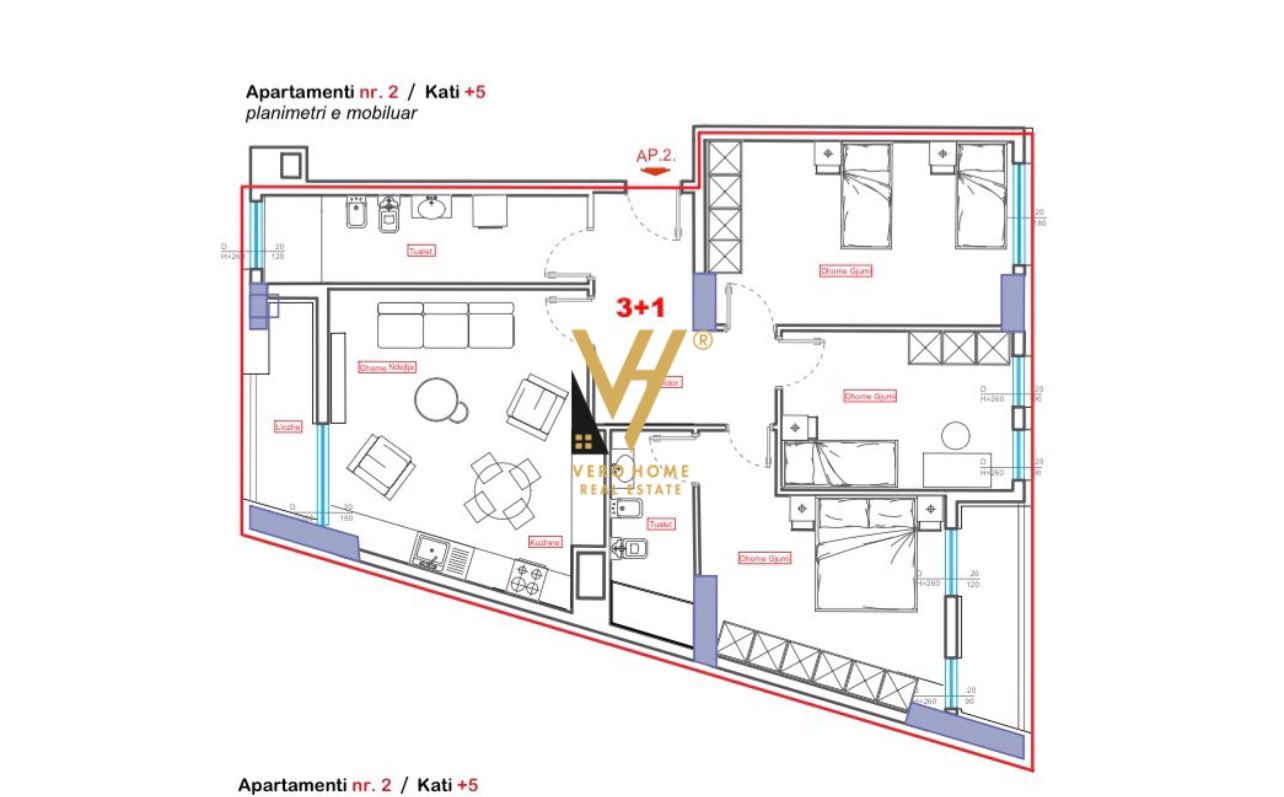 SHITET APARTAMENT 3+1+2 TE BULEVARDI I RI 223.000