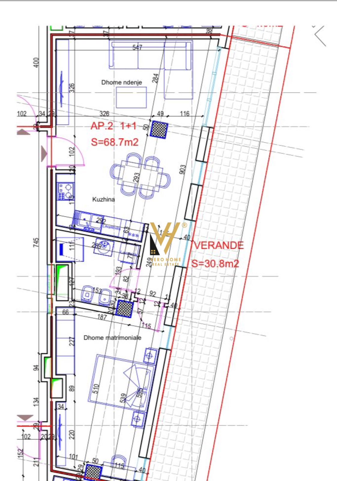 SHITET APARTAMENT 1+1+VERANDE TE RRUGA ALI VISHA