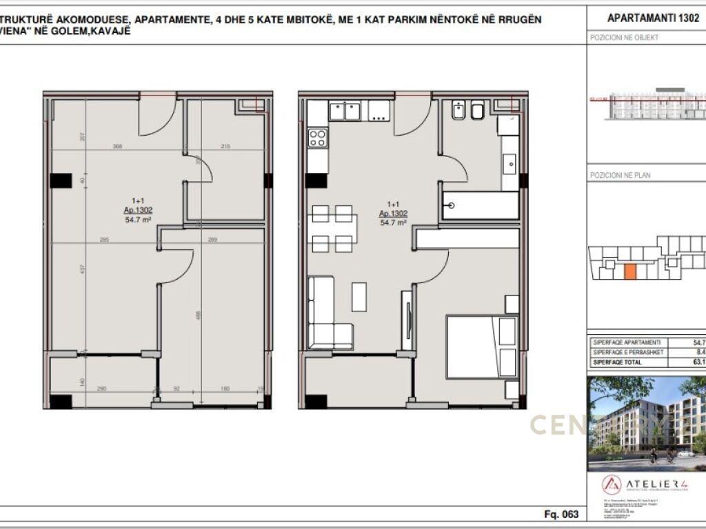 SHITET APARTAMENT 1+1 NE GOLEM ,NDERTIM I RI!MUNDESI PAGESE