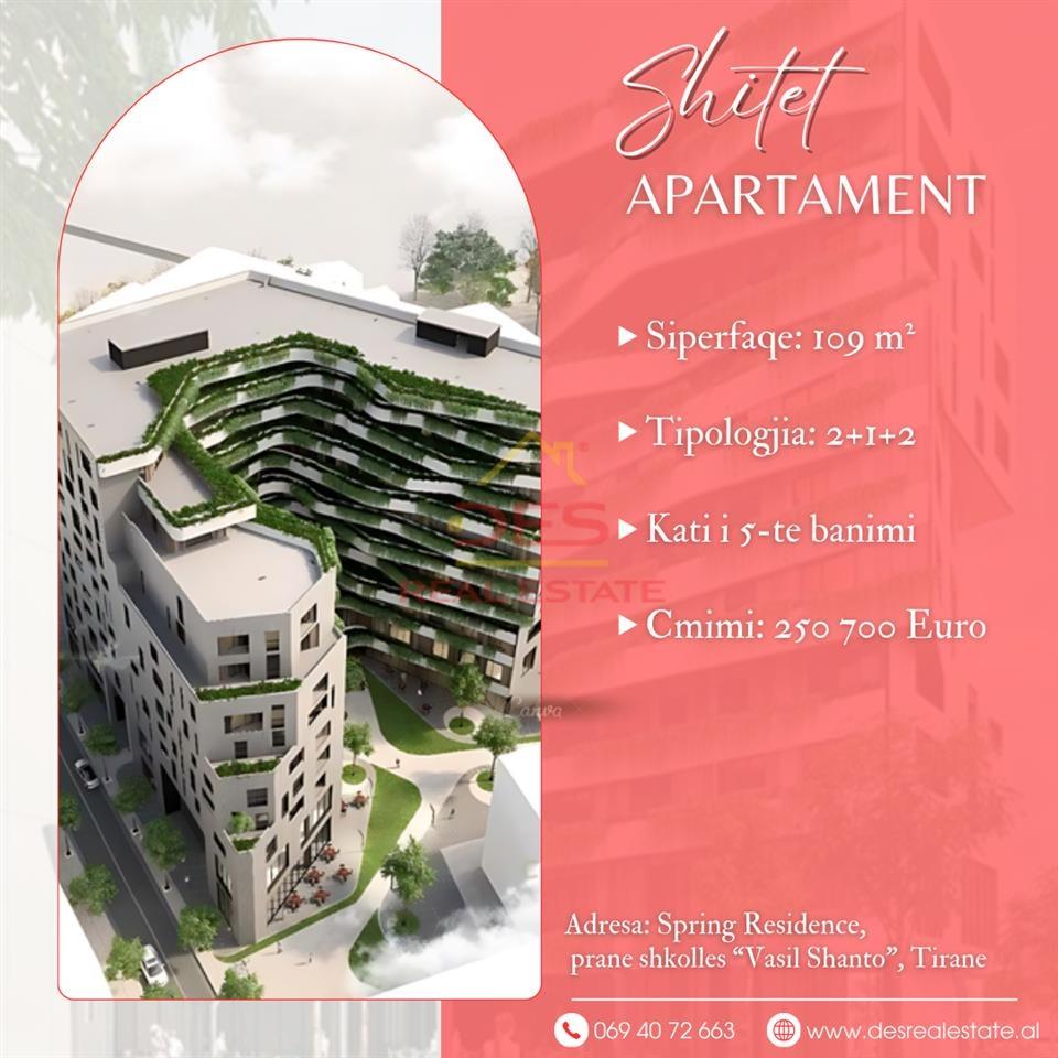 SHITET APARTAMENT 2+1+2, SPRING RESIDENCE, TIRANE