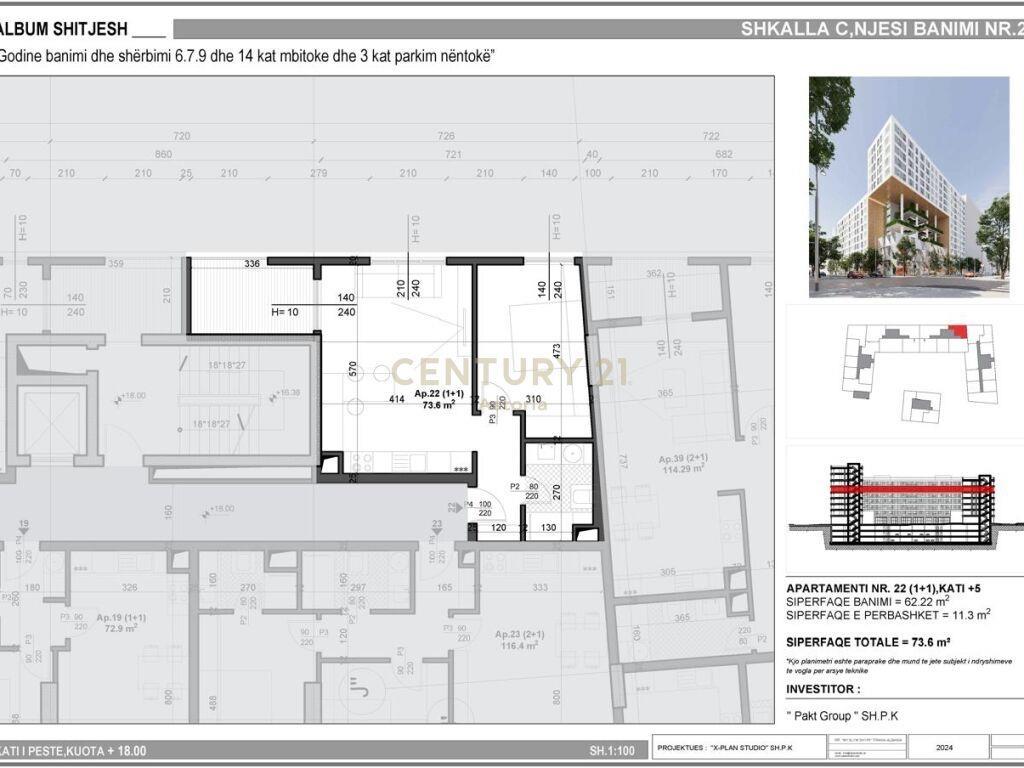 Shitet | Apartament 1+1 | Bulevardi i Ri | € 110 400 | 74 m²