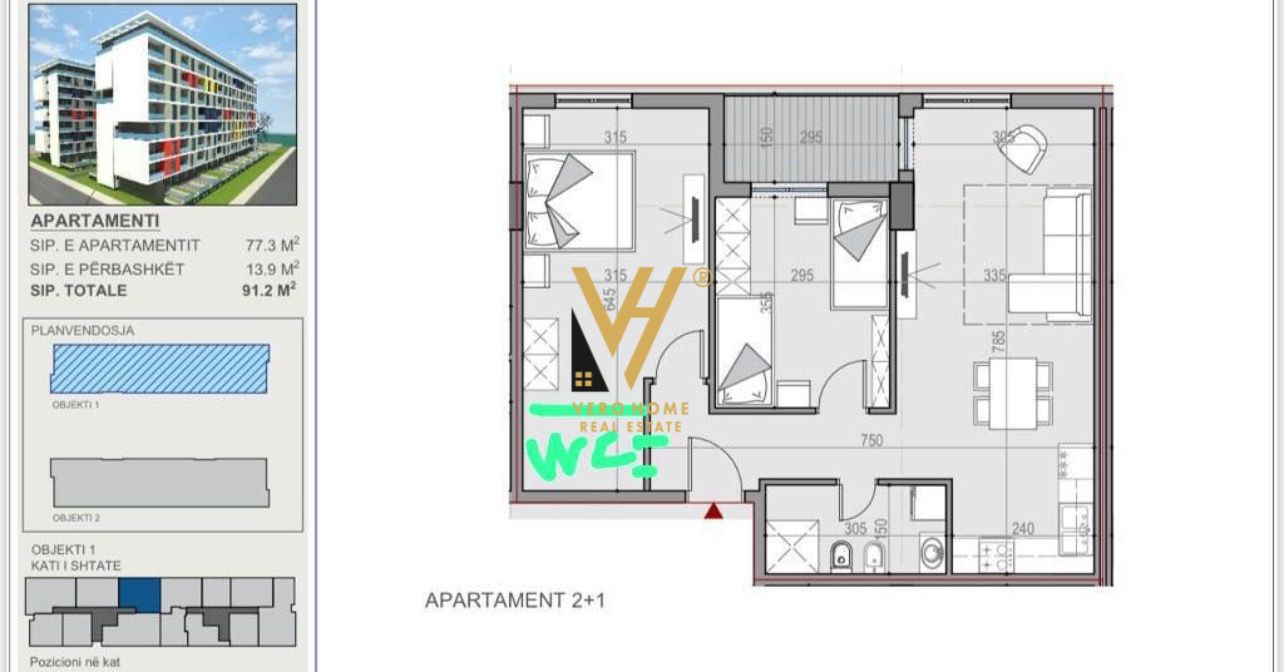 SHITET APARTAMENT 2+1+2 TE UNIVERSI CITY 86.600 E