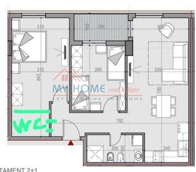 Apartament 2+1+2 Ne Shitje Tek Univers City