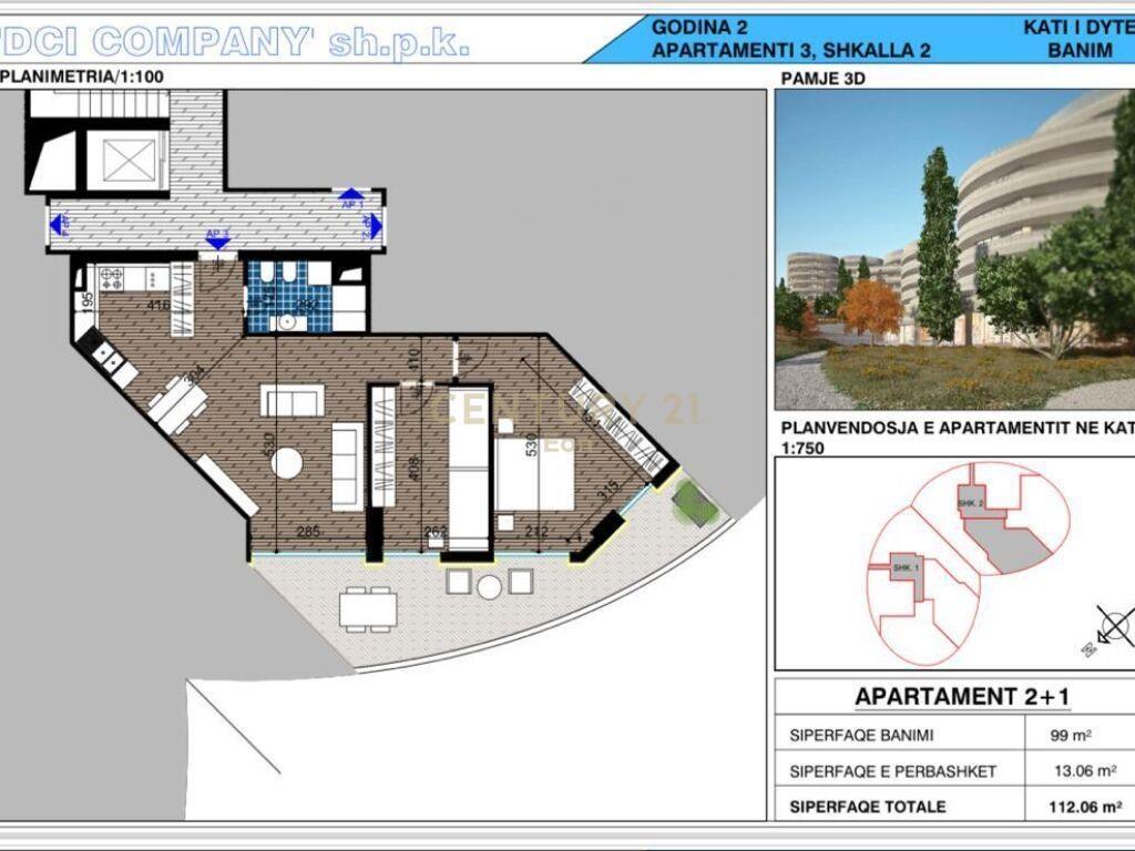 SHITET SUPER APARTAMENT 2+1 ME PAMJE DETI TEK “WHITE HILL RE