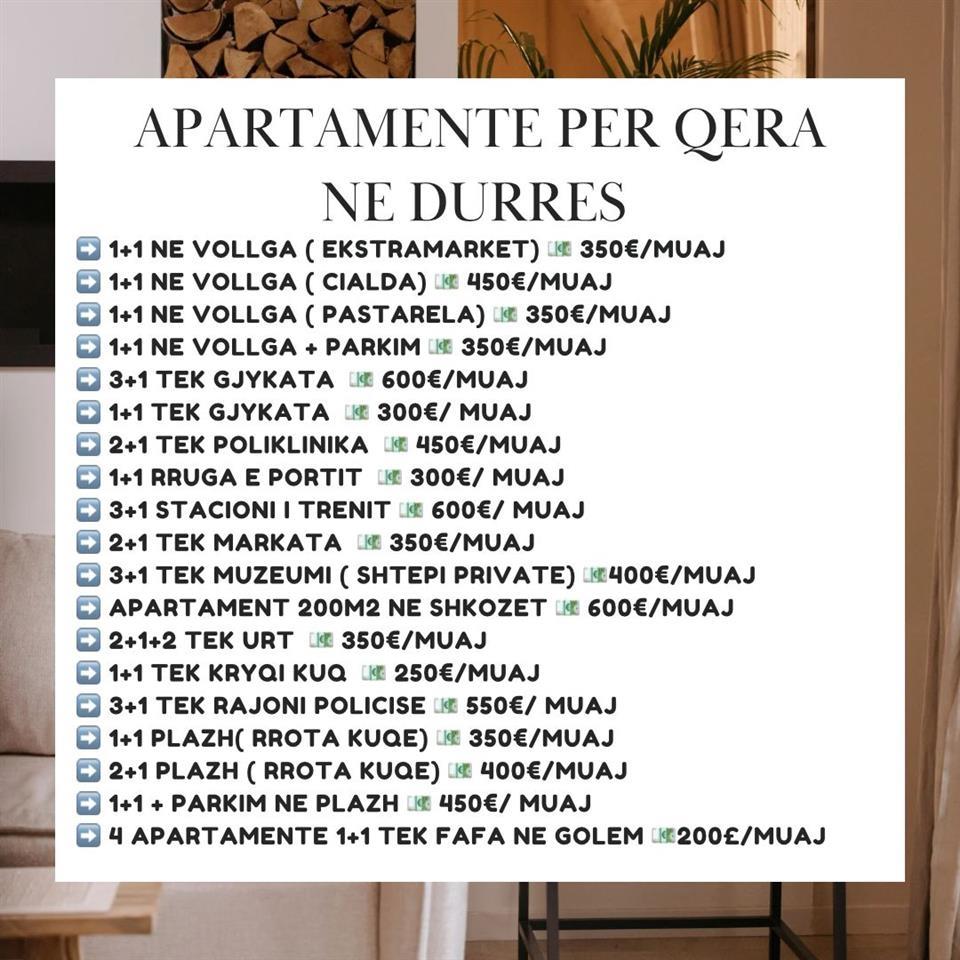 JEPET APARTAMENTE ME QIRA NE DURRES !