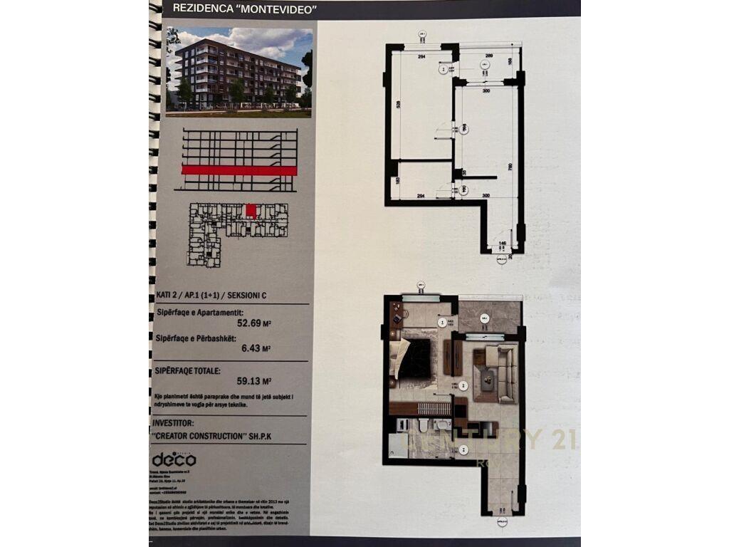 SHITET APARTAMENT 1+1 NE REZIDENCEN “MONTEVIDEO” TE MALI ROB