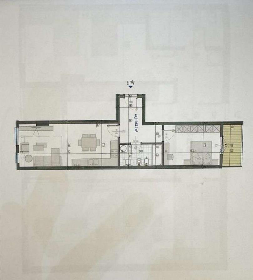 Shitet Apartament 1+1. 78 M2. 850 Euro M2