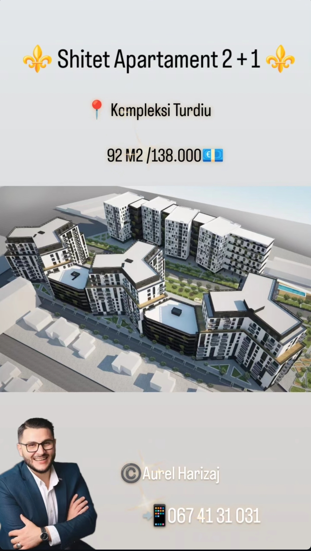 Shitet Apartament 2+1 Komoleksi Turdiu