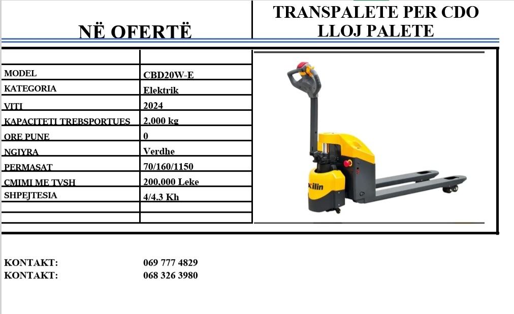 TRANSPALETA MANUALE DHE ELEKTRIKE