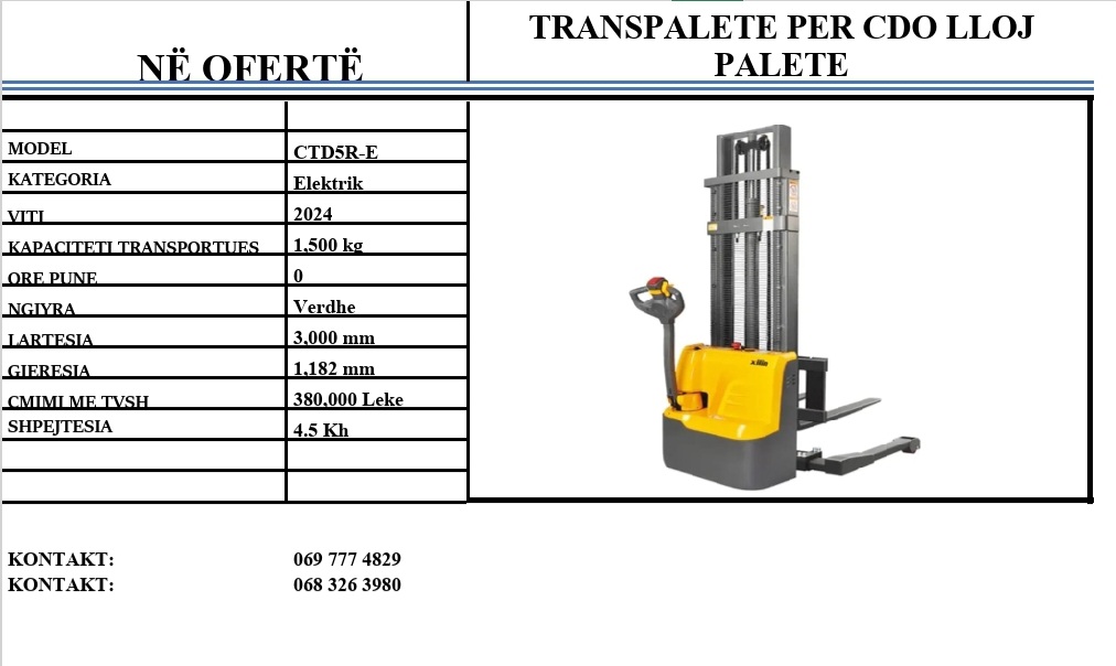 TRANSPALETA MANUALE DHE ELEKTRIKE