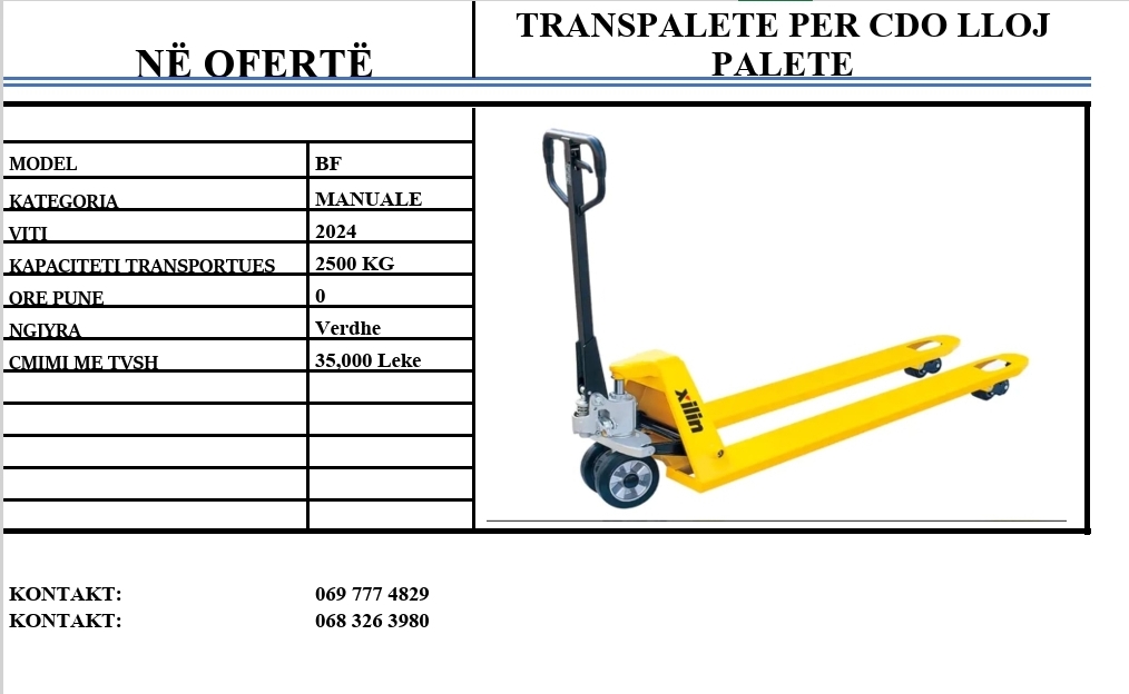 TRANSPALETA MANUALE DHE ELEKTRIKE