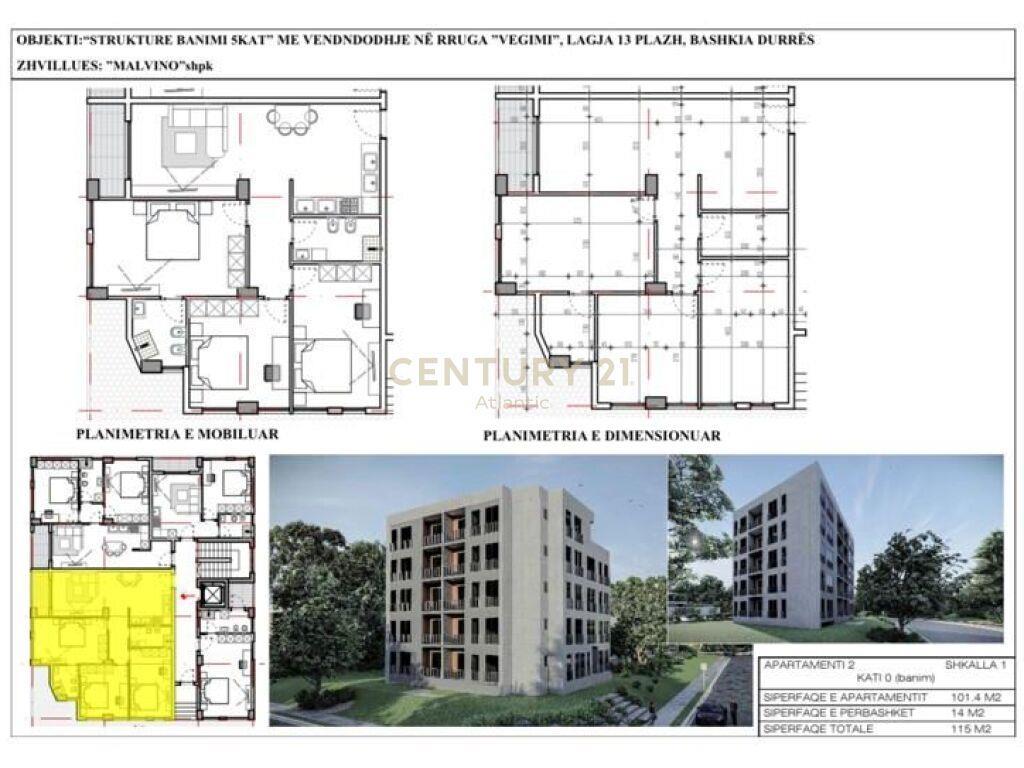 SHITET APARTAMENT 3+1+2BALLKONE NDERTIM I RI PLAZH RROTA E K