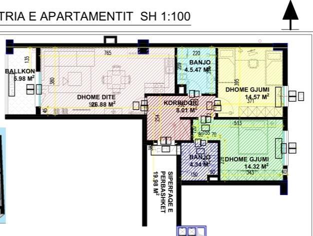 Apartament 2+1+2 kompleksi Guce