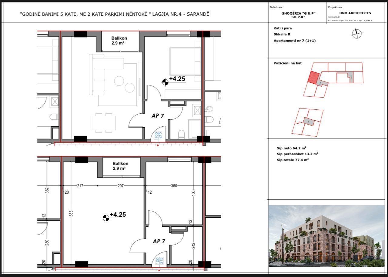 SARANDE! SHITET APARTAMENT 1+1 PRANE PORTIT TE PESHKIMIT!