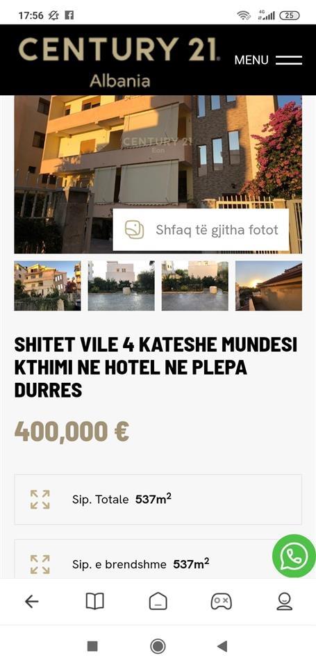 Shitet Vile 4 kateshe ne Plepa,Durres