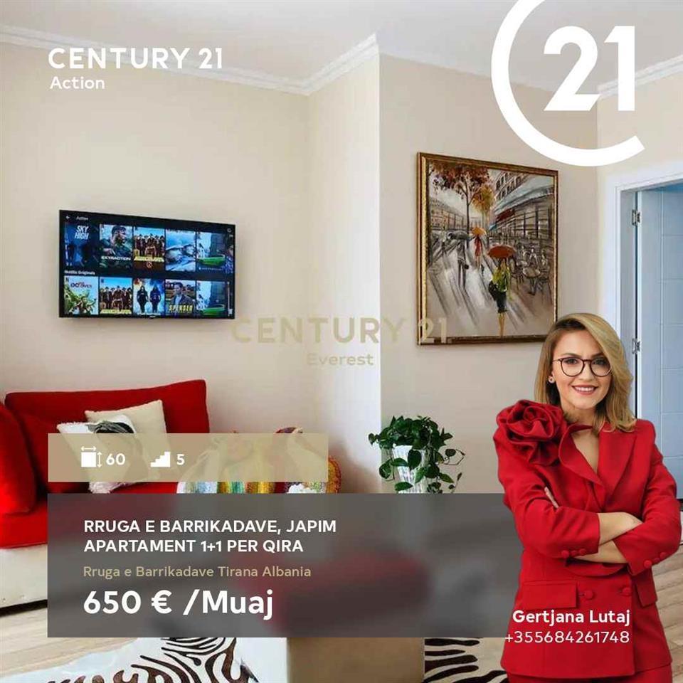 Japim me qira apartament 1+1 ne rr. E Barrikadave, Tirana