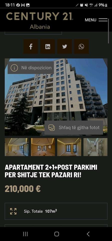 Okaziooon! Apartament 2+1 te Pazari i Ri! 210,000 euro