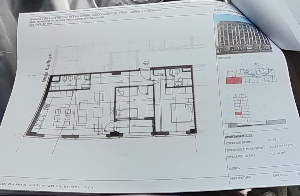 Shes Apartment 2+1 tek Jordan Misja Tirane 105m2