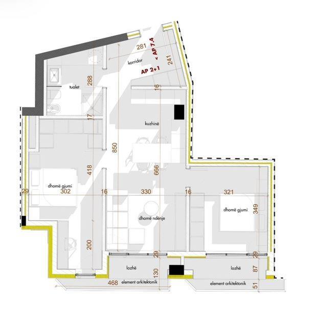 SHESIM, APARTAMENT ME SUPER CMIM 2+1 me 1 POST PARKIMI