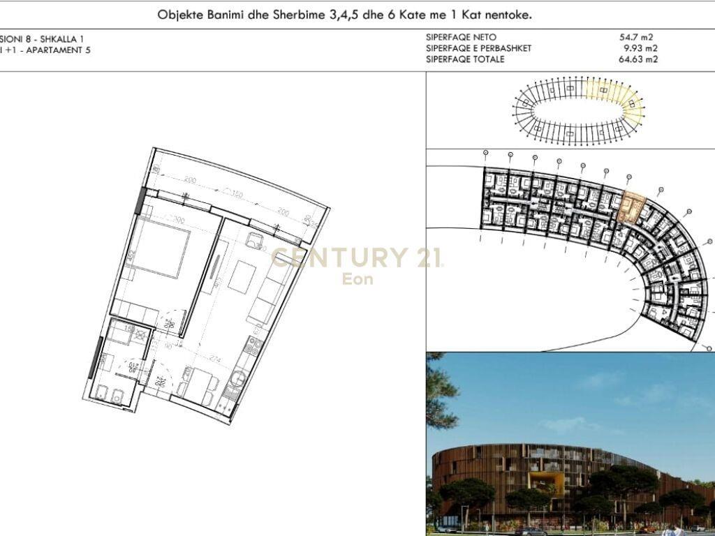 SHITET APARTAMENT 1+1ME POST PARKIMI TEK REZIDENCA EON ,NE G