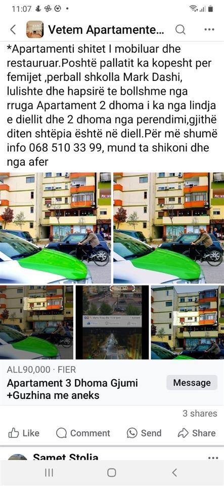 Shitet*Apartament ▪︎3+1+1▪︎kati 3-te▪︎”15 Tetori Fier”