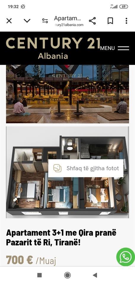 Jepet me qera Apartament 3+1 te Pazari i Ri