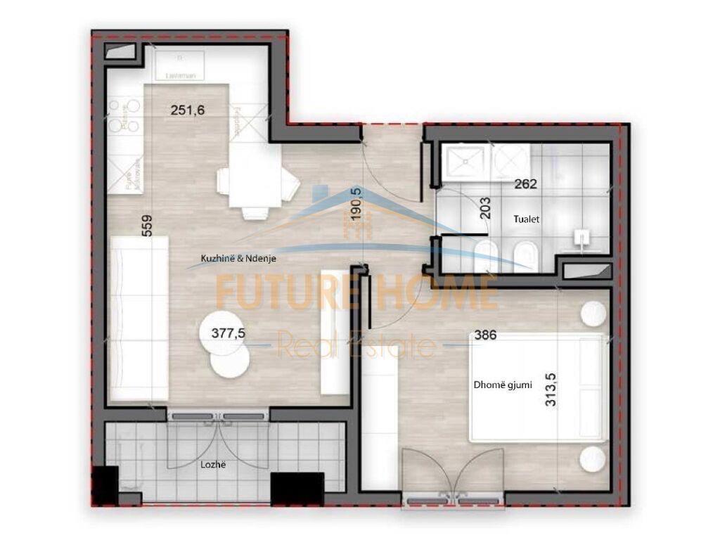 Shitet Apartament 1+1, Splendor Residence, Porcelan