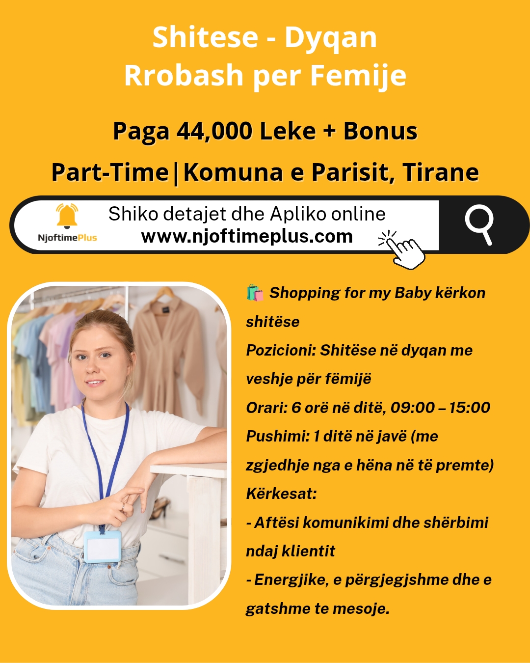 Shitese 09:00 -15:00 - Dyqan Rrobash per Femije